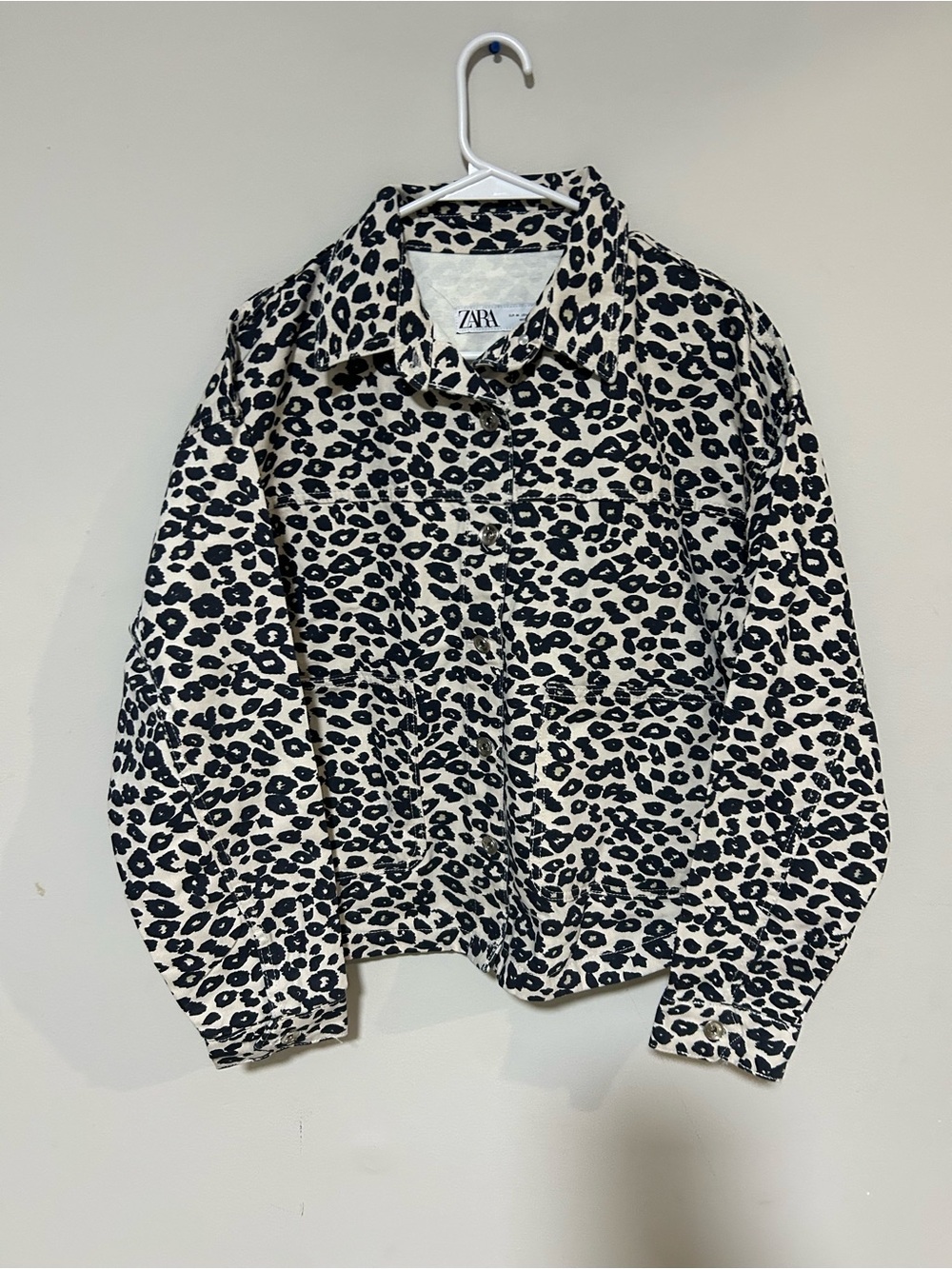 ZARA Leopard Print Denim Jacket M NWOT # 509